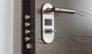 access door with a lock