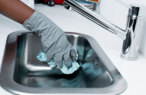 cleaning with a drain cleaner